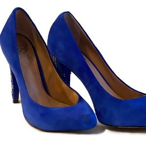 Vince Camuto Blue Suede Studded Heels